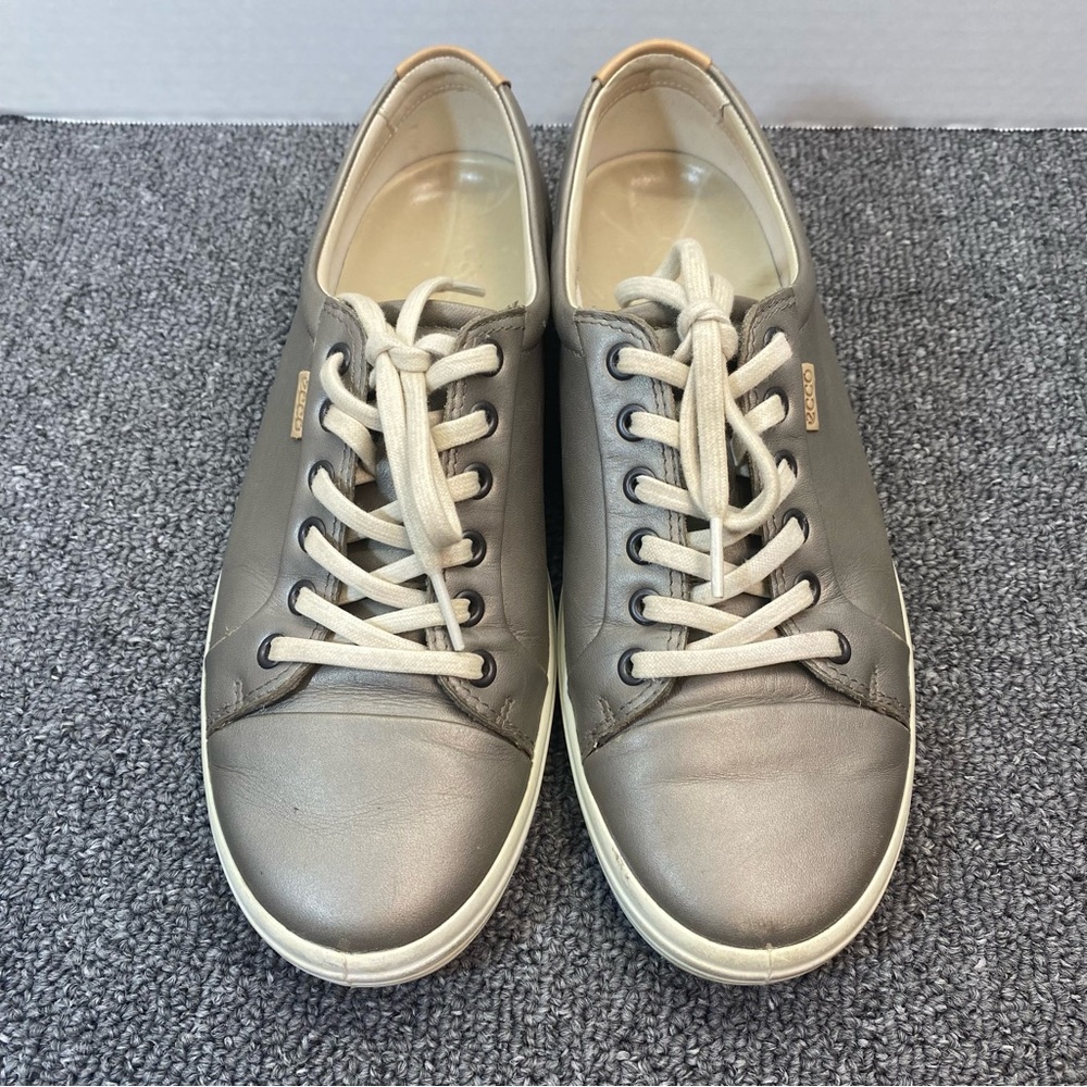 Ecco Soft 7 Sneakers Metallic Silver Leather Spacecore Cyberpunk Y2K Women’s 10